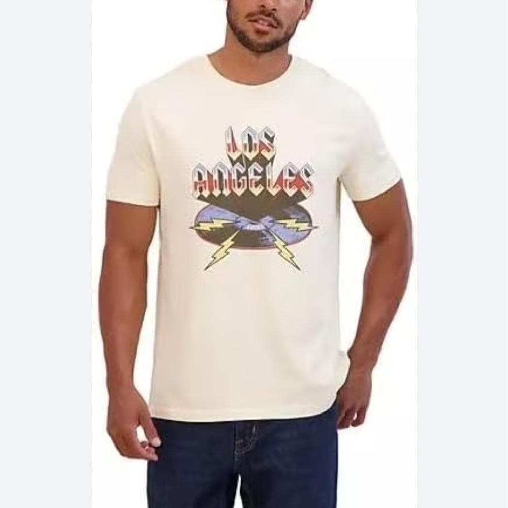 Lucky Brand Mens Los Angeles Graphic T-Shirt Cream XXL New With Tags